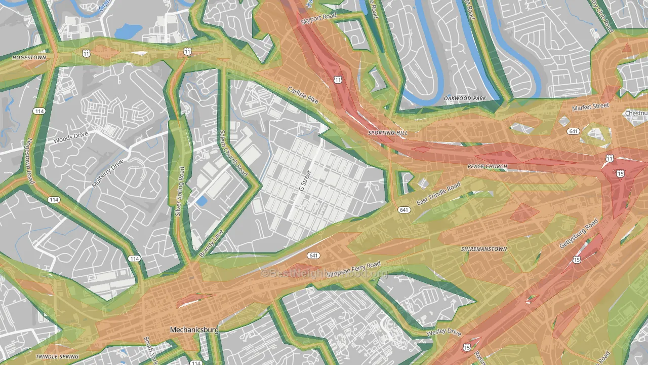 Windsor Park, PA Map of Noise Levels in Windsor Park