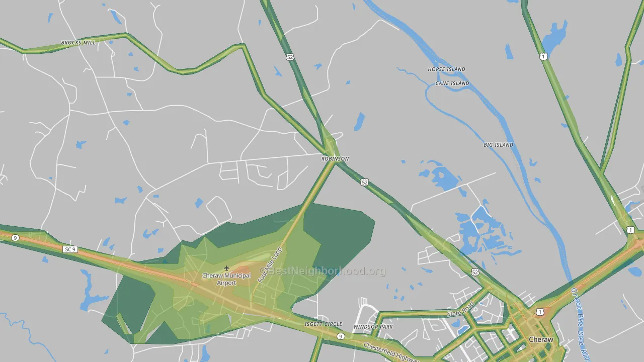 Windsor Park, SC Map of Noise Levels in Windsor Park