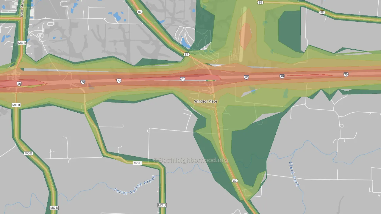 Windsor Place, MO Map of Noise Levels in Windsor Place