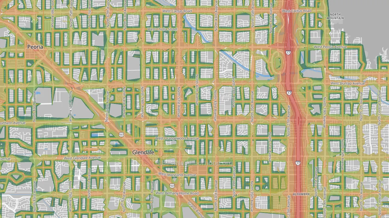 Windsor Square, Glendale, AZ Map of Noise Levels in Windsor Square