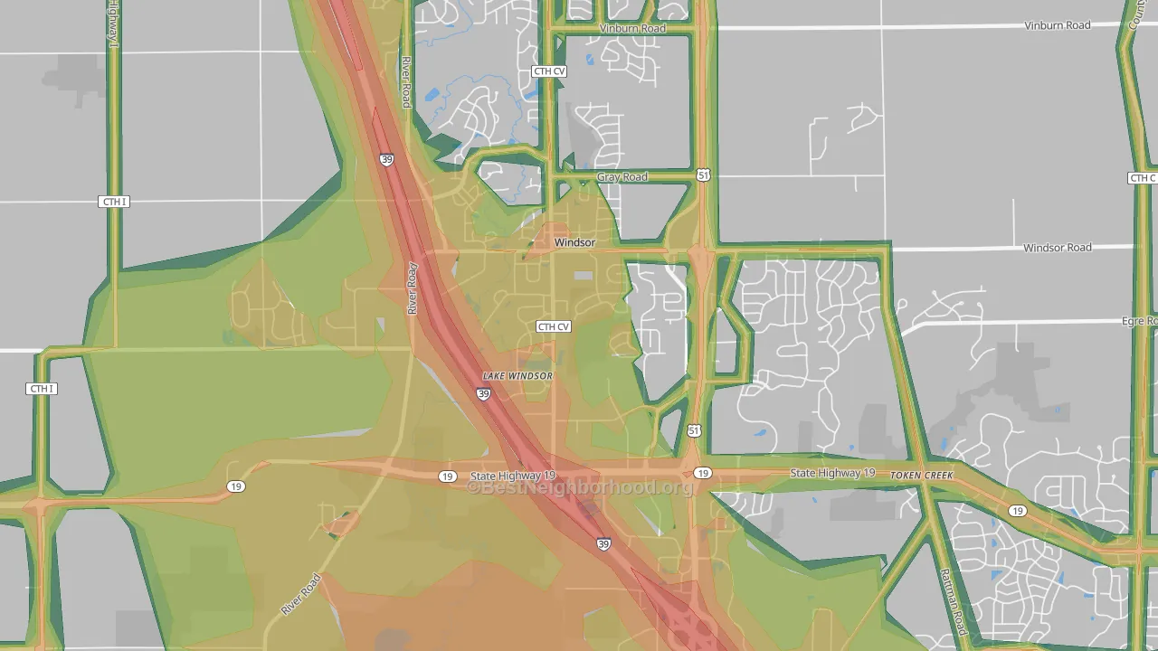 Windsor, WI Map of Noise Levels in Windsor