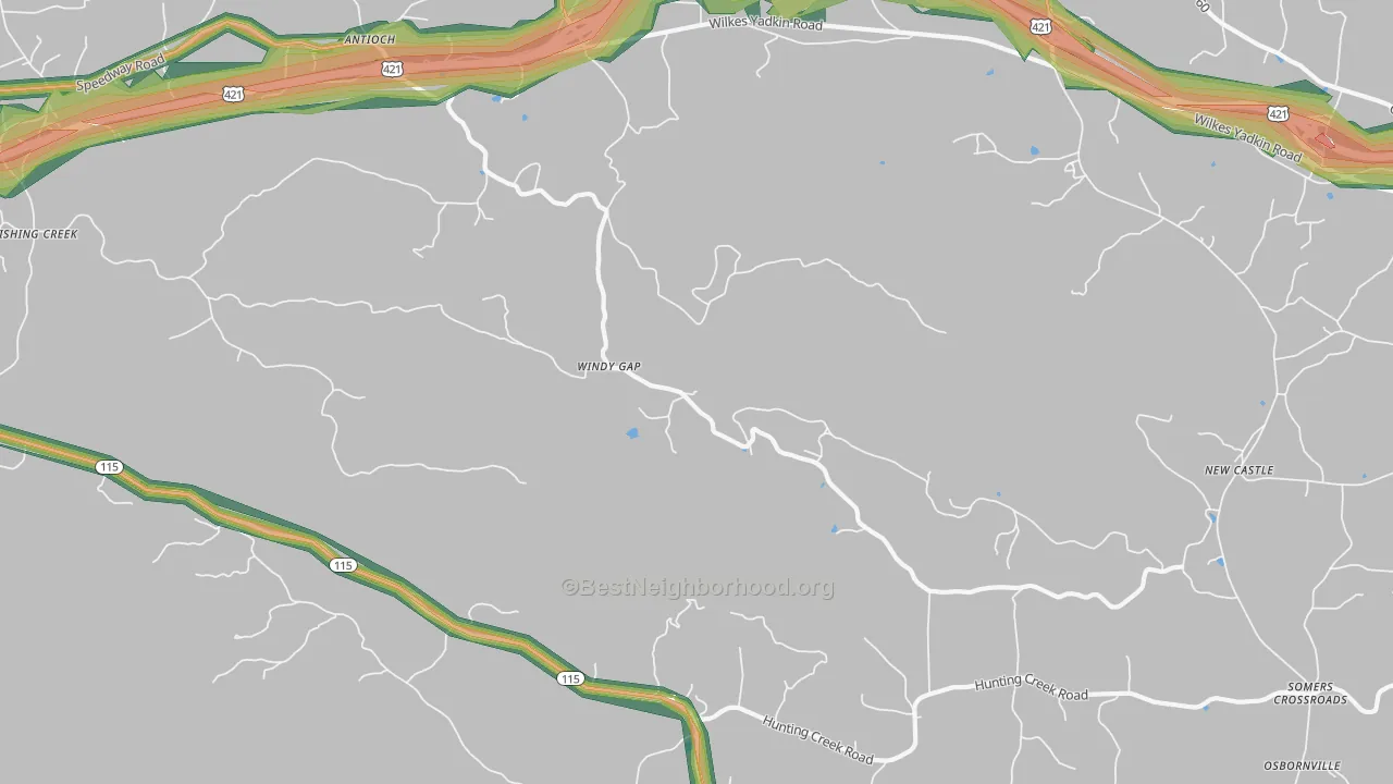 Windy Gap, NC Map of Noise Levels in Windy Gap