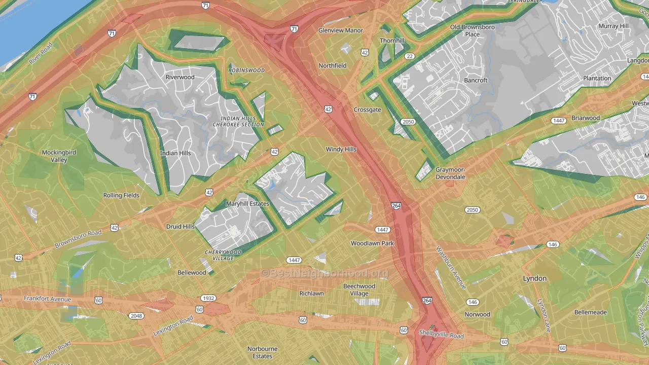 Windy Hills, KY Map of Noise Levels in Windy Hills
