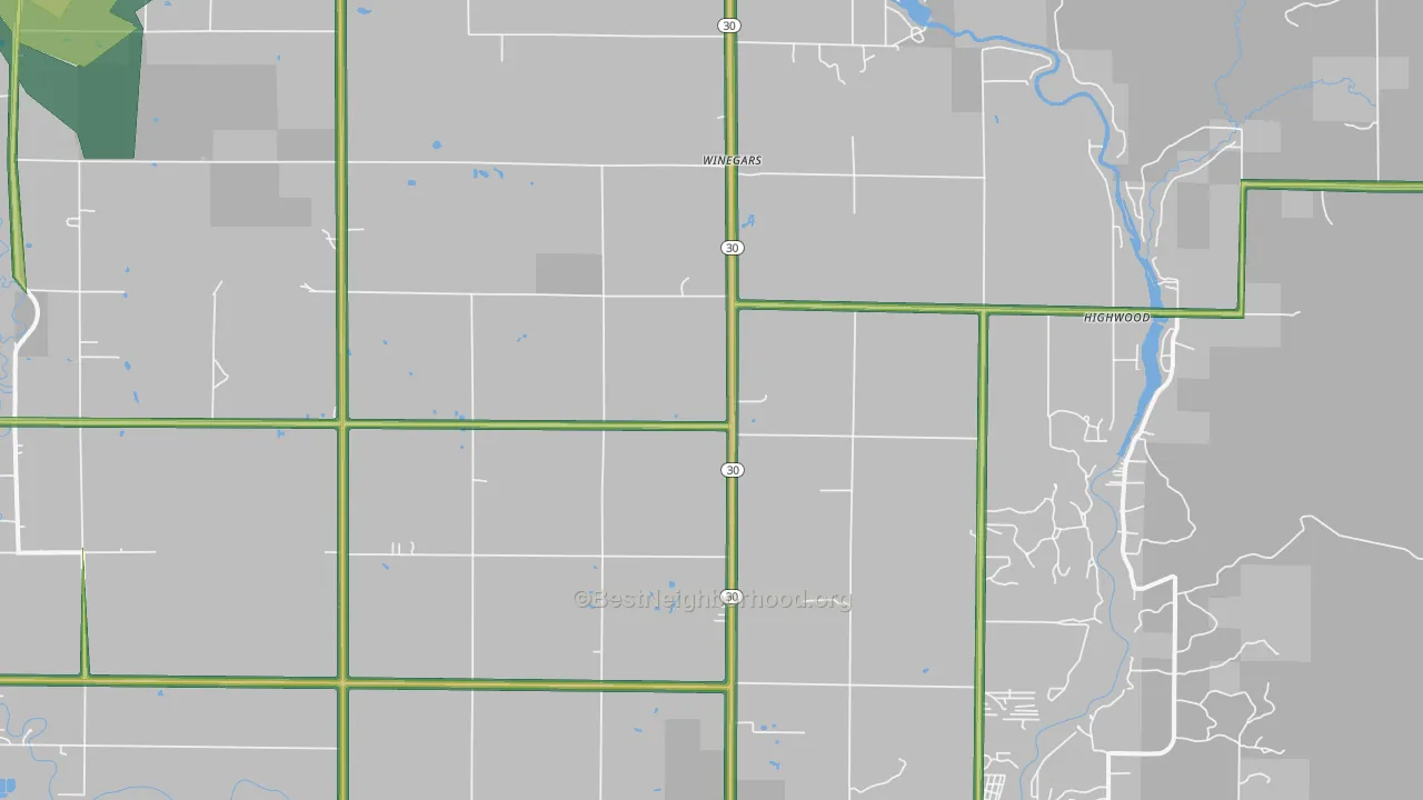 Winegars, MI Map of Noise Levels in Winegars