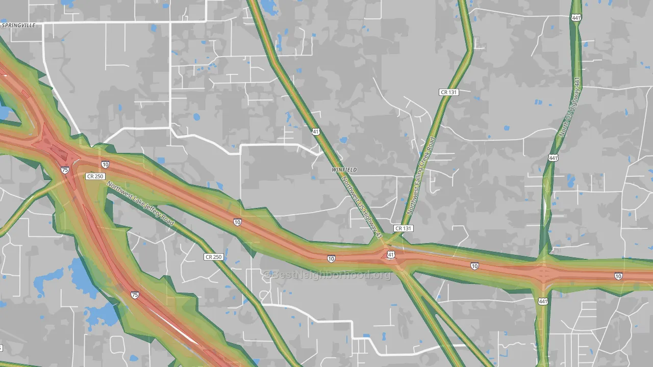 Winfield, FL Map of Noise Levels in Winfield