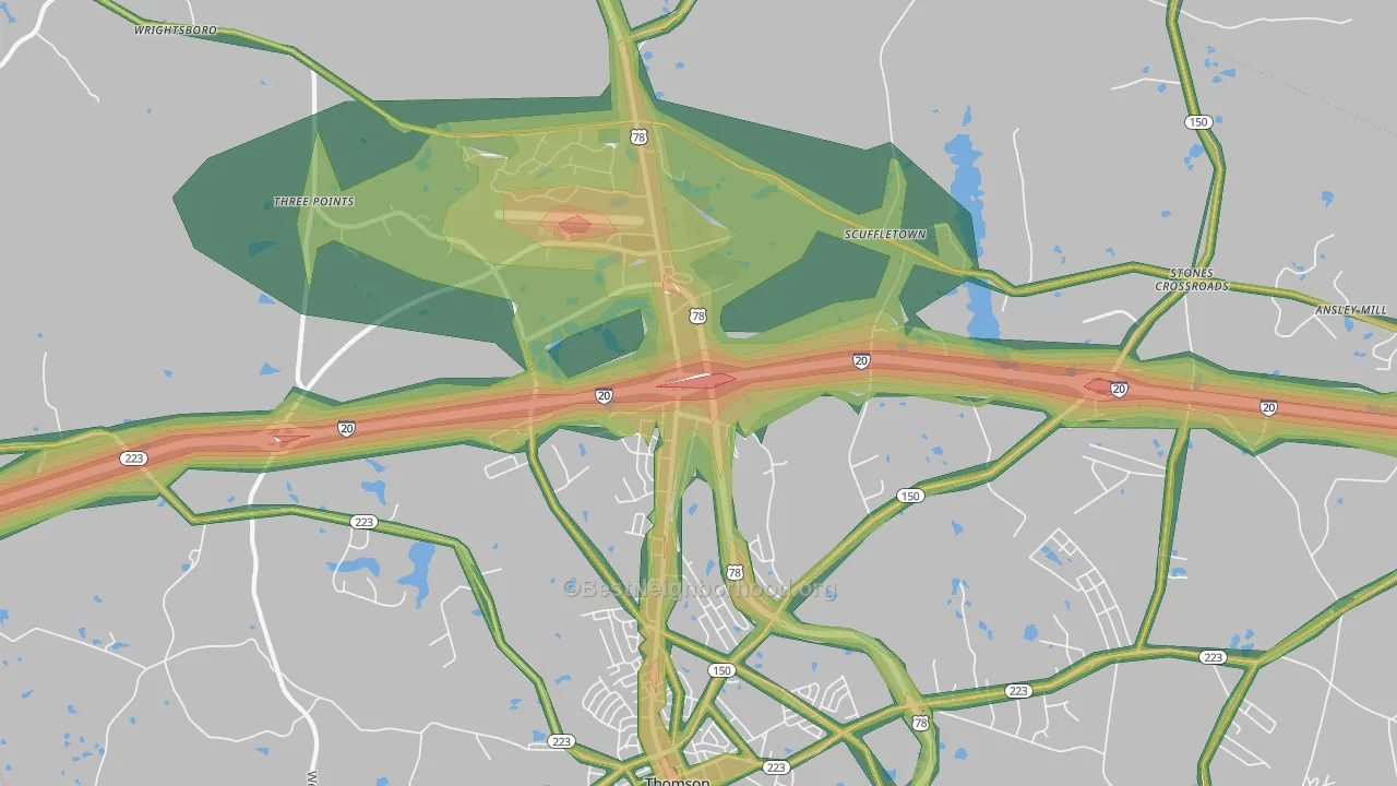 Winfield, GA Map of Noise Levels in Winfield