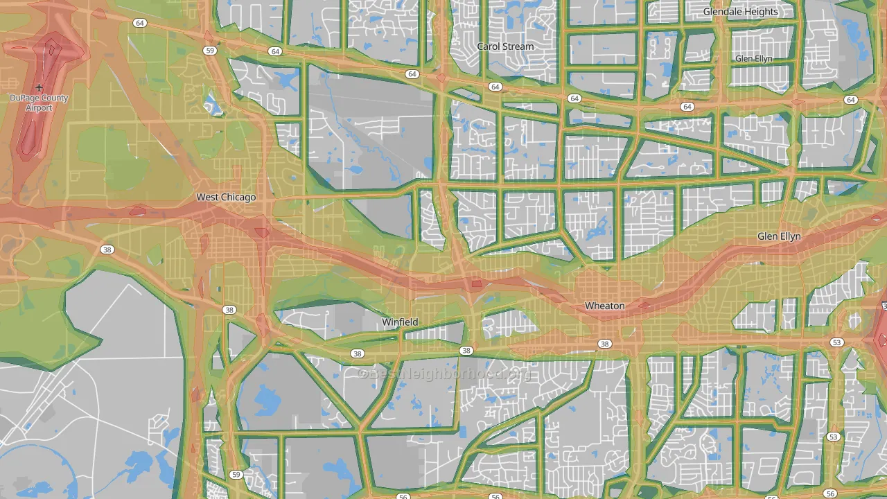 Winfield, IL Map of Noise Levels in Winfield