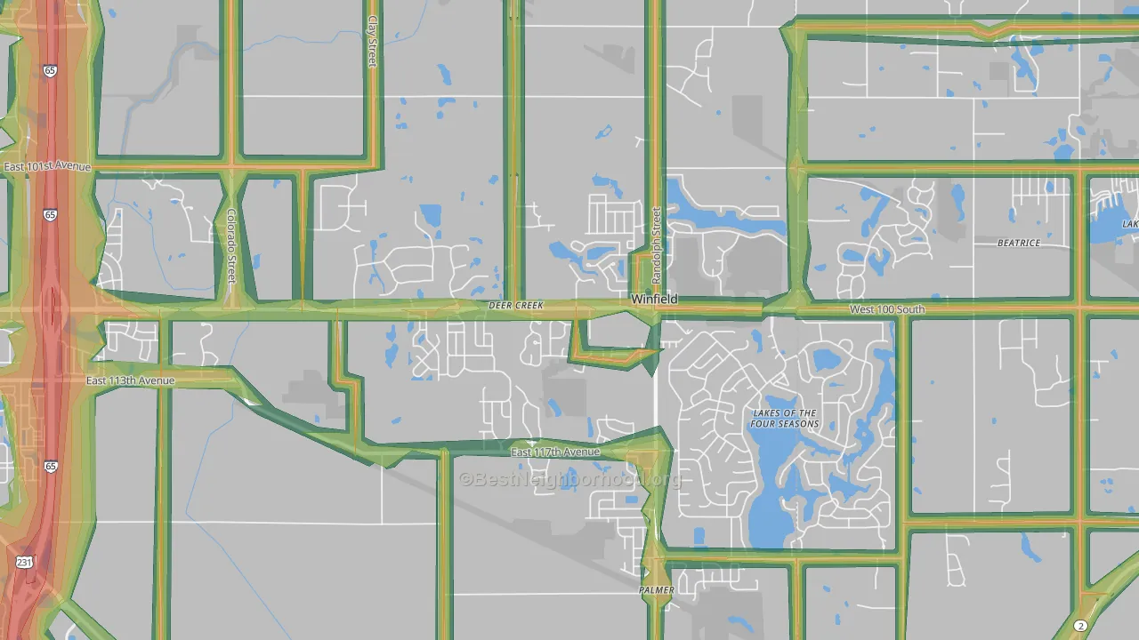 Winfield, IN Map of Noise Levels in Winfield