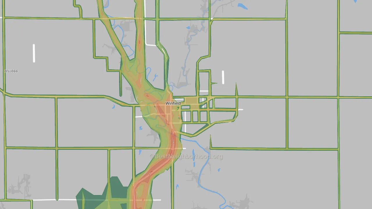 Winfield, KS Map of Noise Levels in Winfield