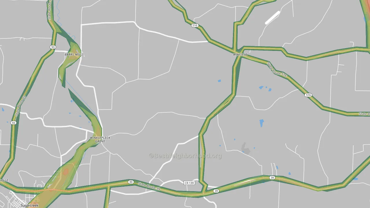 Winfield, OH Map of Noise Levels in Winfield