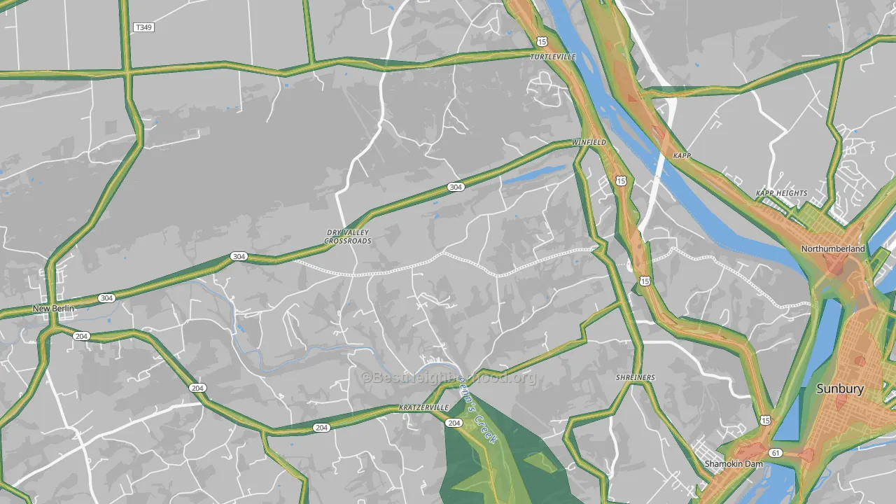 Winfield, PA Map of Noise Levels in Winfield