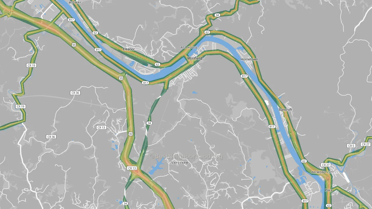 Winfield, WV Map of Noise Levels in Winfield