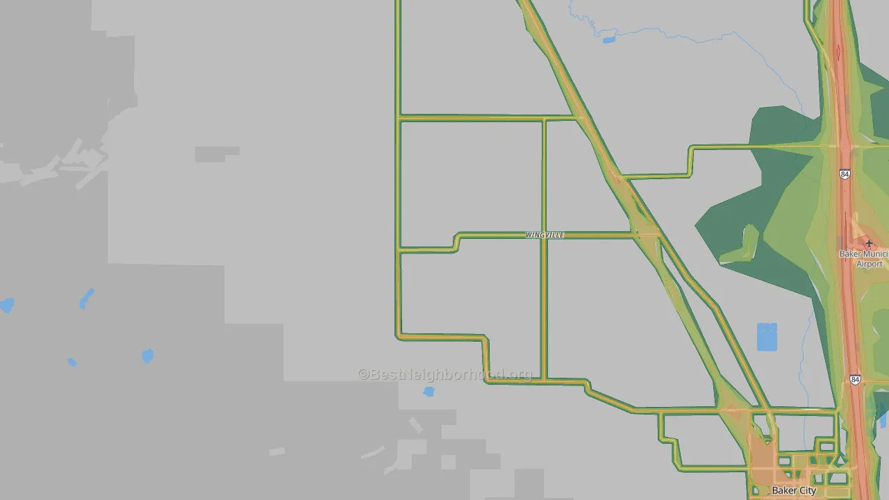 Wingville, OR Map of Noise Levels in Wingville