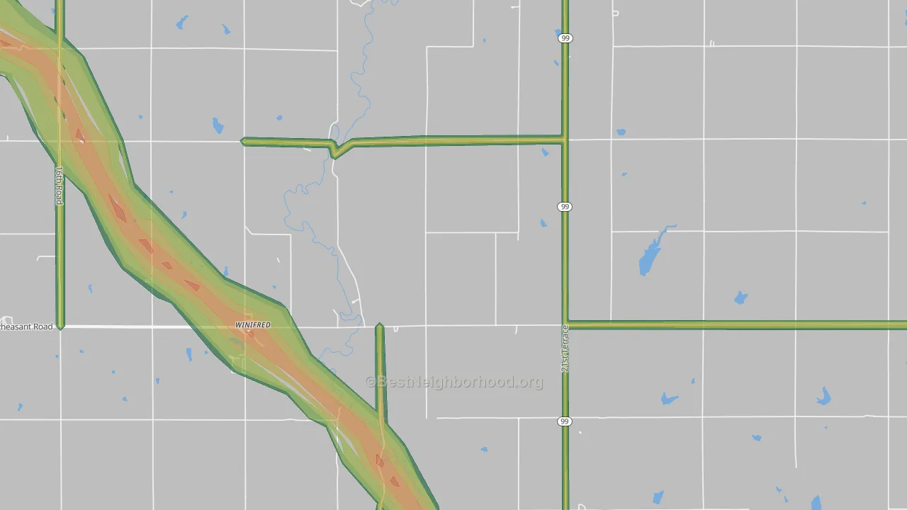 Winifred, KS Map of Noise Levels in Winifred