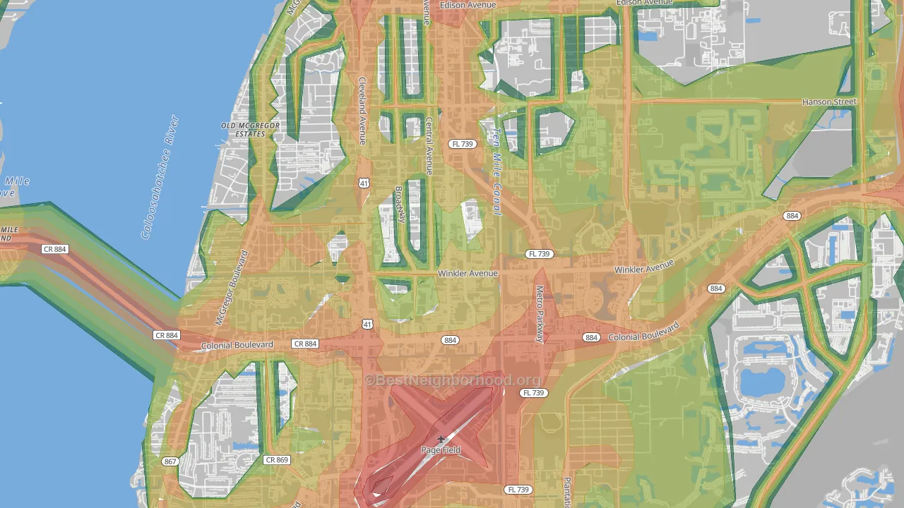 Winkler Safe Neighborhood, Fort Myers, FL Map of Noise Levels in Winkler Safe Neighborhood