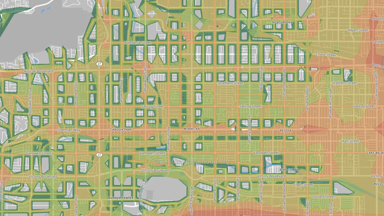 Winnetka, CA Map of Noise Levels in Winnetka