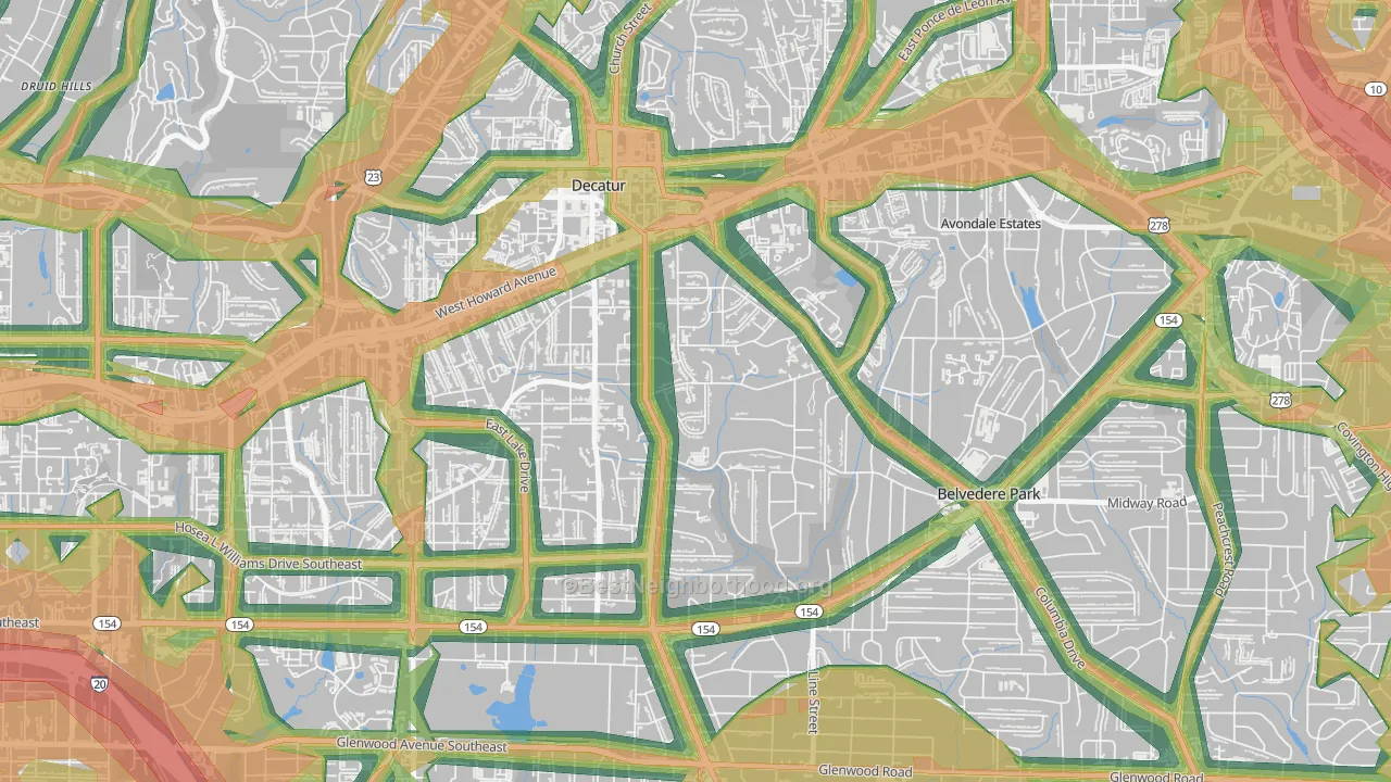 Winnona Park, Decatur, GA Map of Noise Levels in Winnona Park
