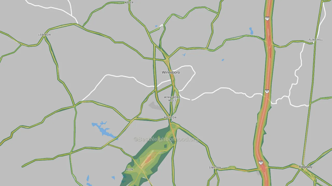 Winnsboro, SC Map of Noise Levels in Winnsboro