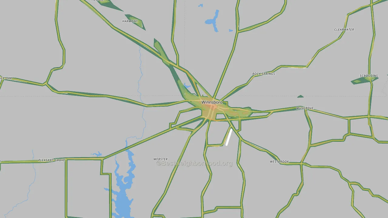 Winnsboro, TX Map of Noise Levels in Winnsboro