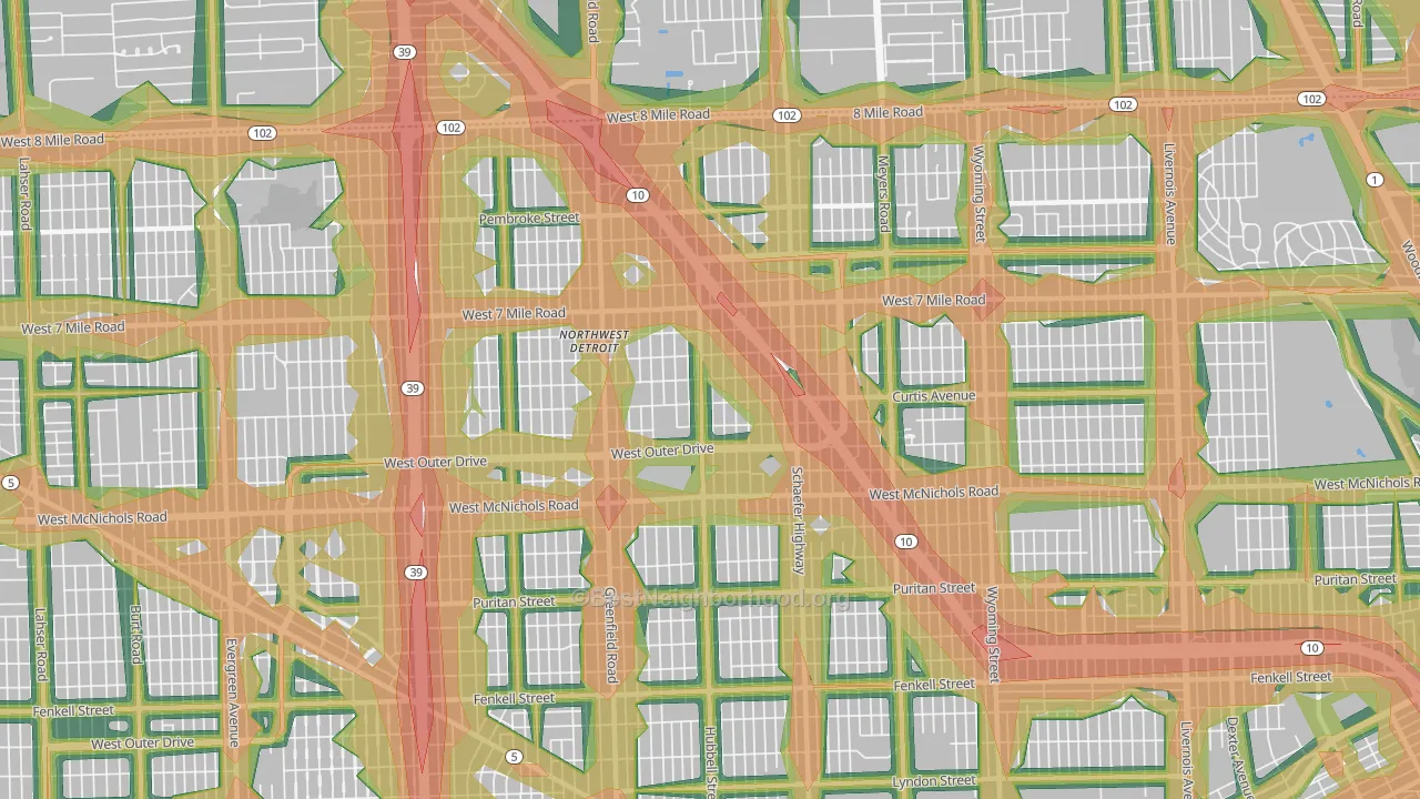 Winship, Detroit, MI Map of Noise Levels in Winship