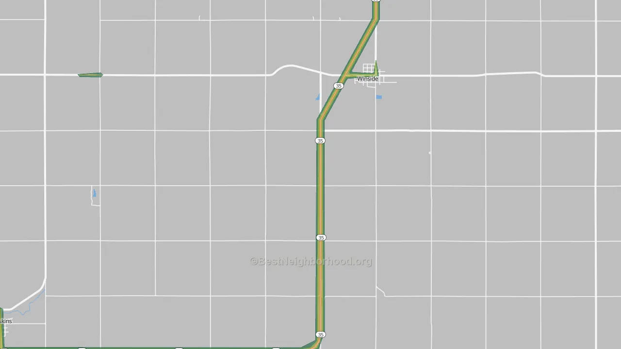 Winside, NE Map of Noise Levels in Winside