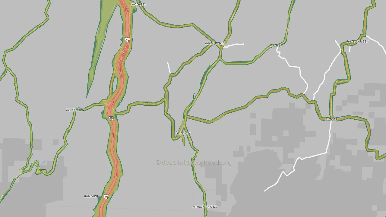 Winslow, AR Map of Noise Levels in Winslow