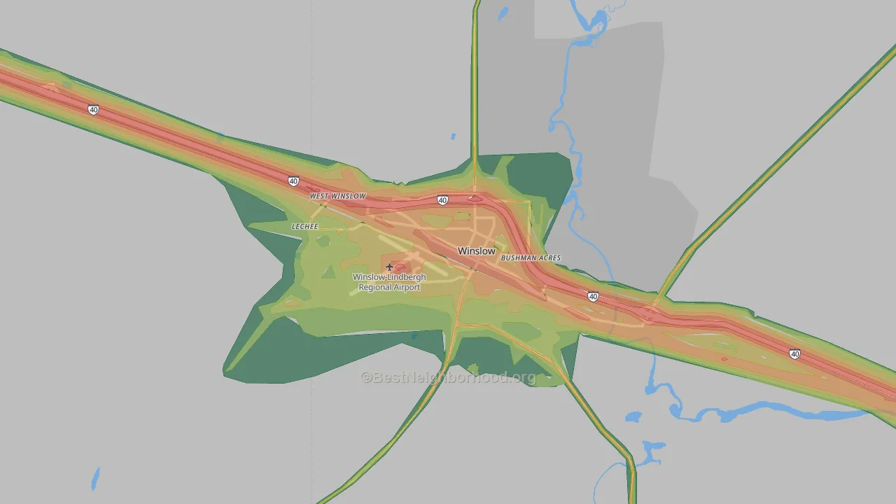 Winslow, AZ Map of Noise Levels in Winslow