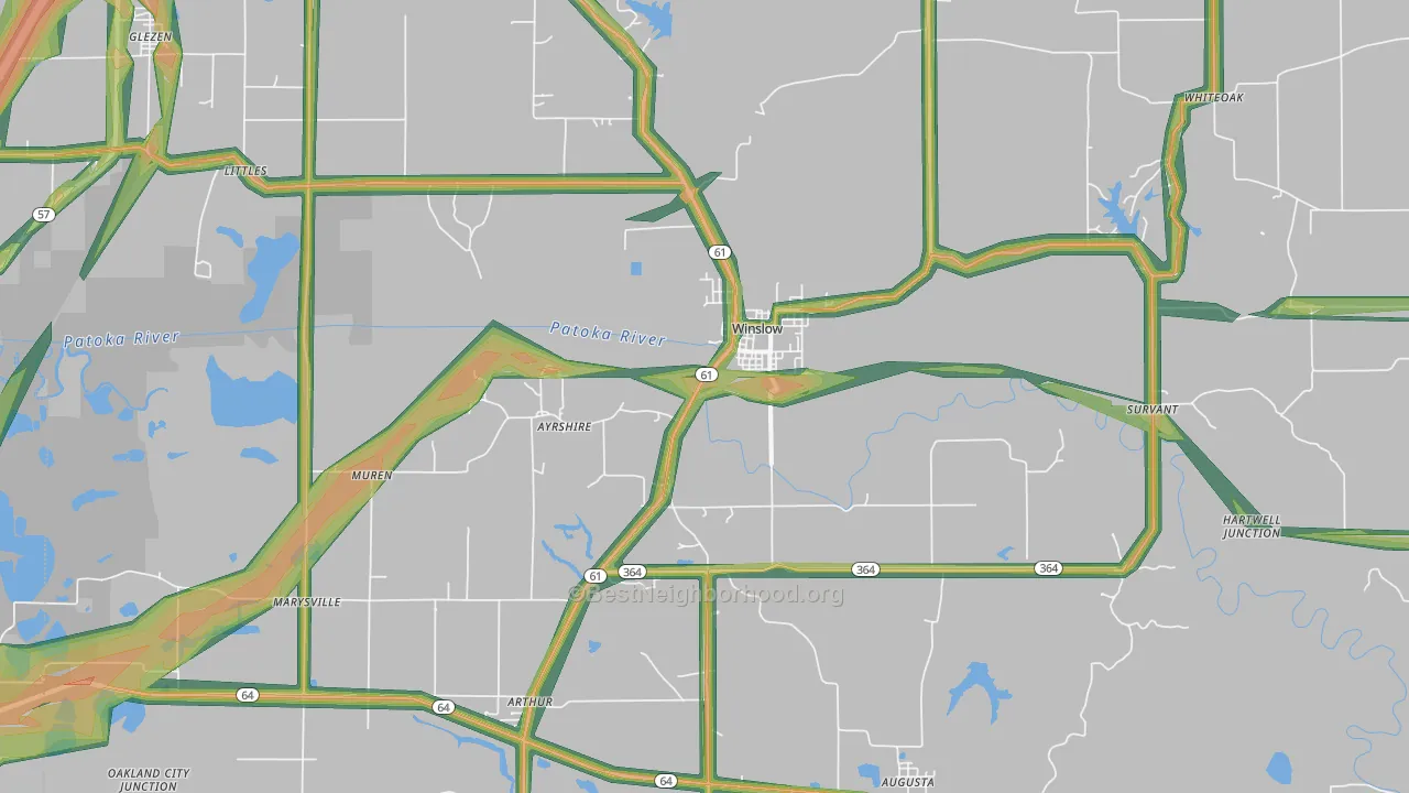 Winslow, IN Map of Noise Levels in Winslow
