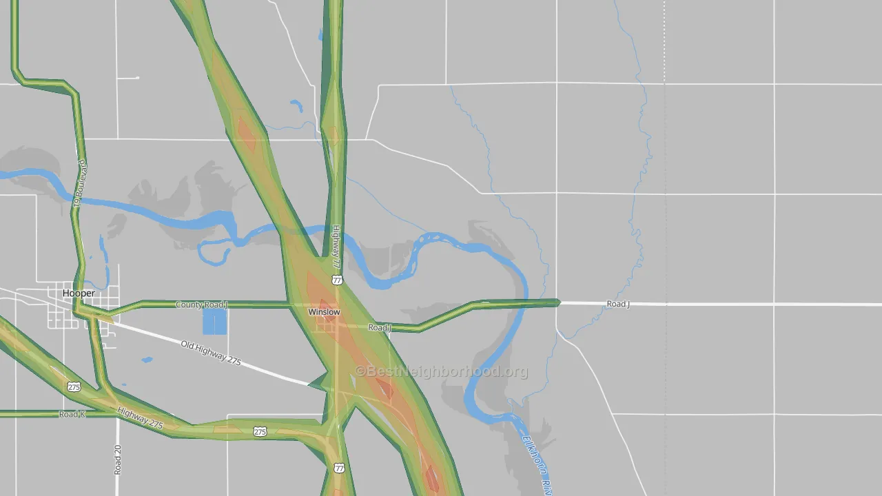 Winslow, NE Map of Noise Levels in Winslow