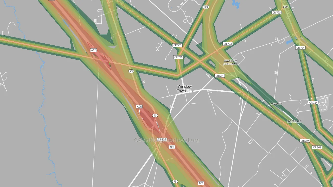 Winslow, NJ Map of Noise Levels in Winslow