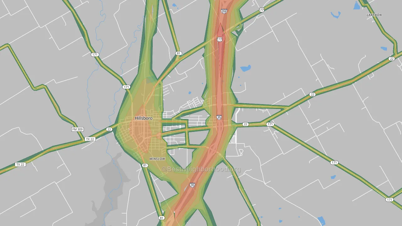 Winslow, TX Map of Noise Levels in Winslow