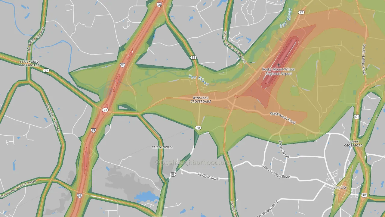 Winstead Crossroads, NC Map of Noise Levels in Winstead Crossroads