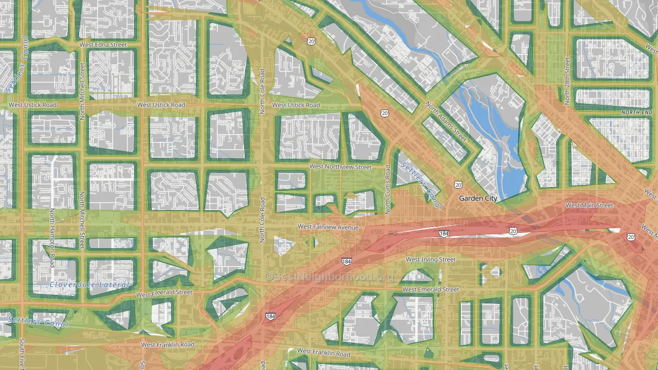 Winstead Park, Boise, ID Map of Noise Levels in Winstead Park