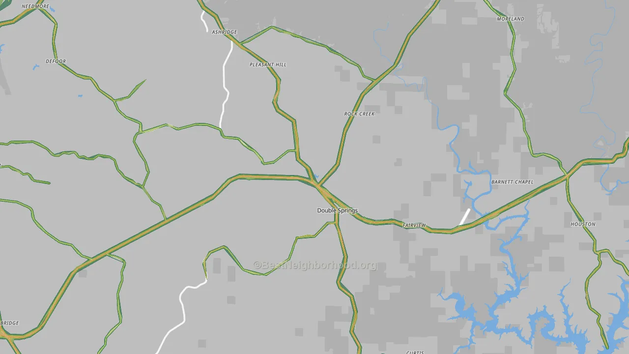Winston County, AL Map of Noise Levels in Winston County