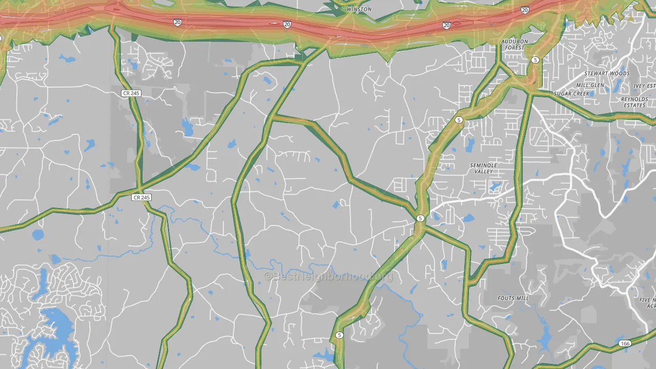 Winston, GA Map of Noise Levels in Winston