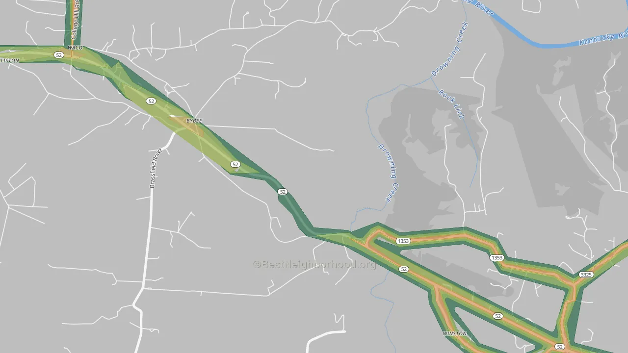 Winston, KY Map of Noise Levels in Winston