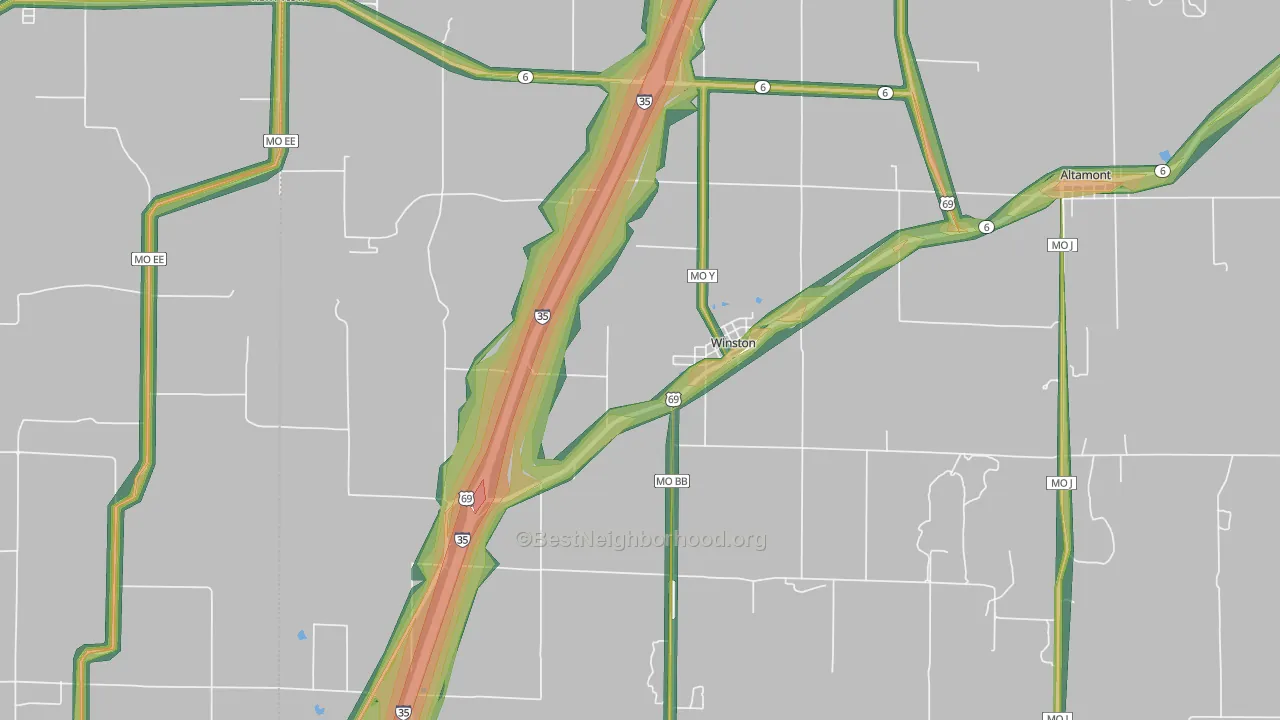 Winston, MO Map of Noise Levels in Winston