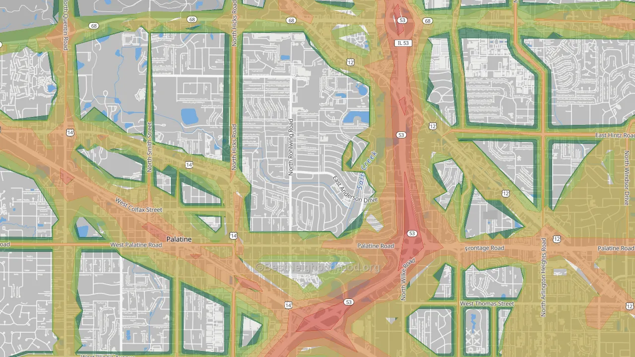 Winston Park, Palatine, IL Map of Noise Levels in Winston Park