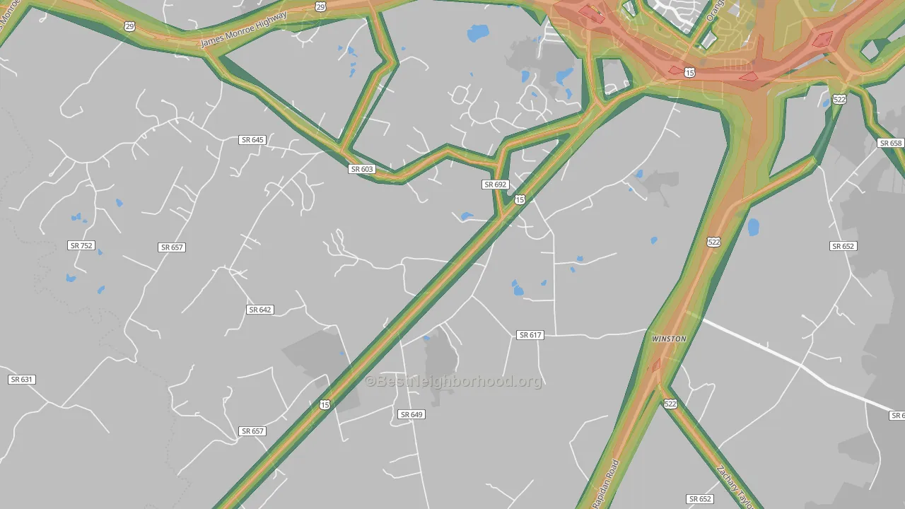 Winston, VA Map of Noise Levels in Winston