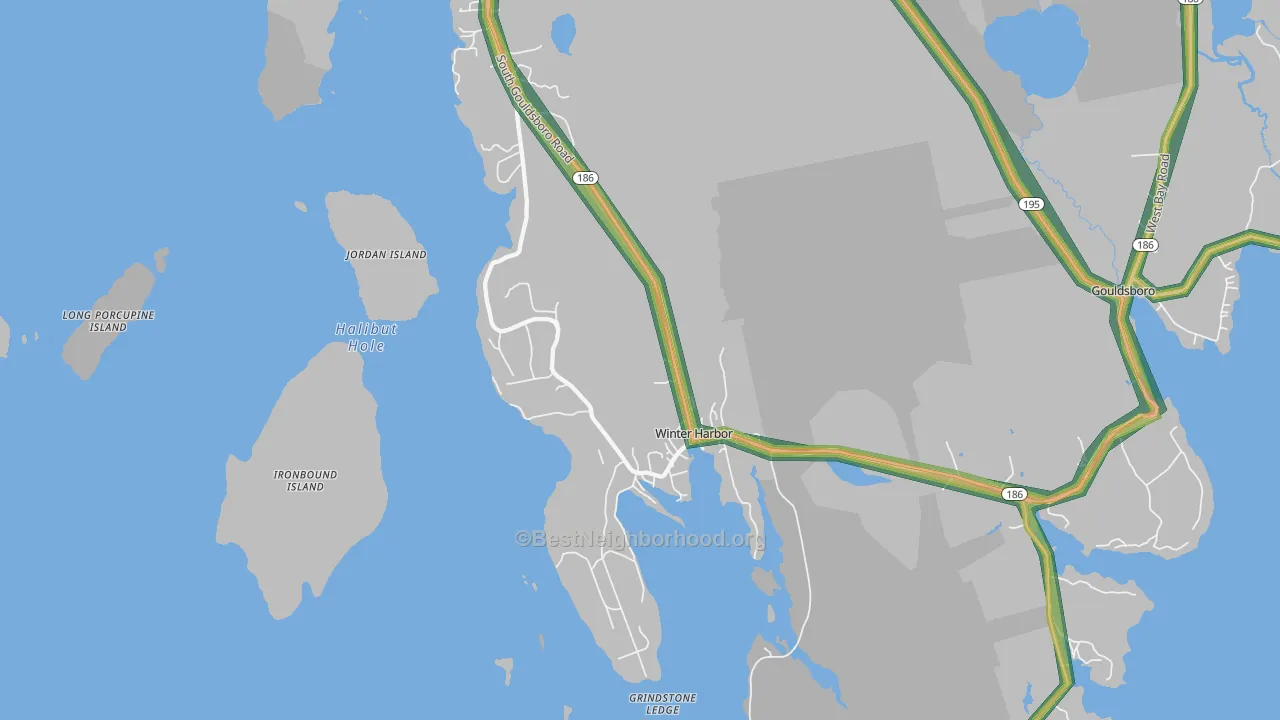 Winter Harbor, ME Map of Noise Levels in Winter Harbor