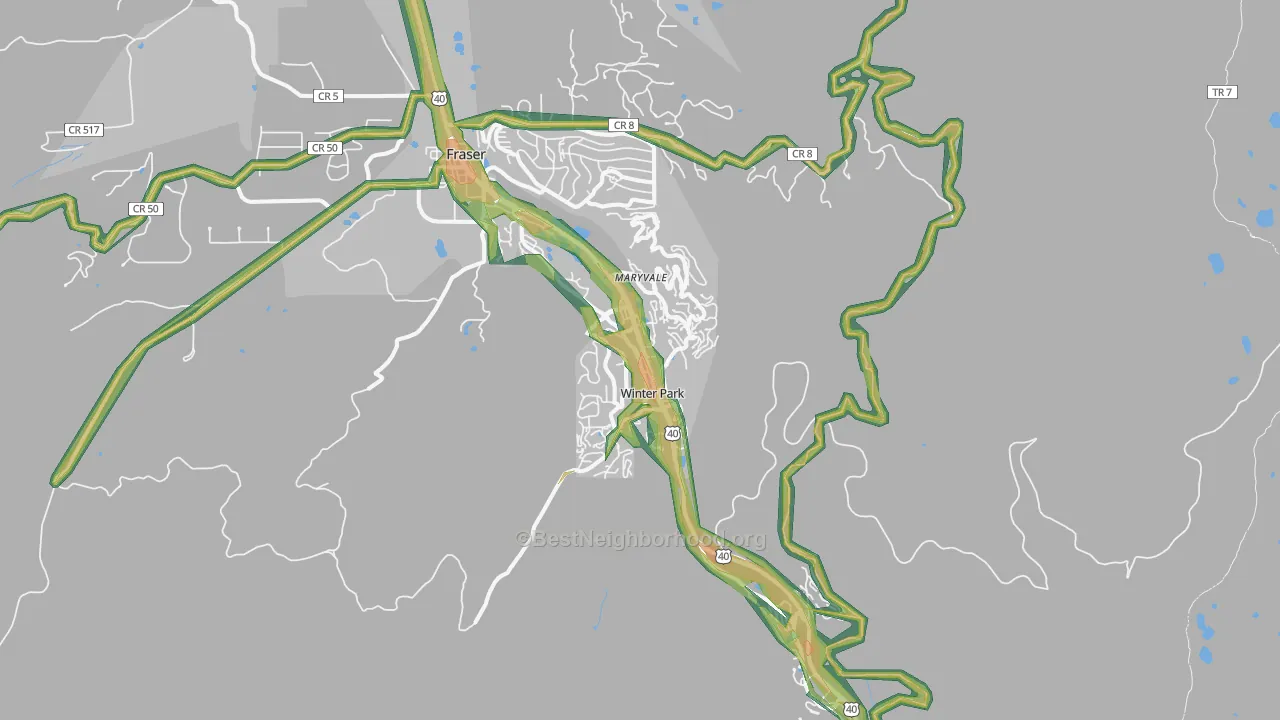 Winter Park, CO Map of Noise Levels in Winter Park