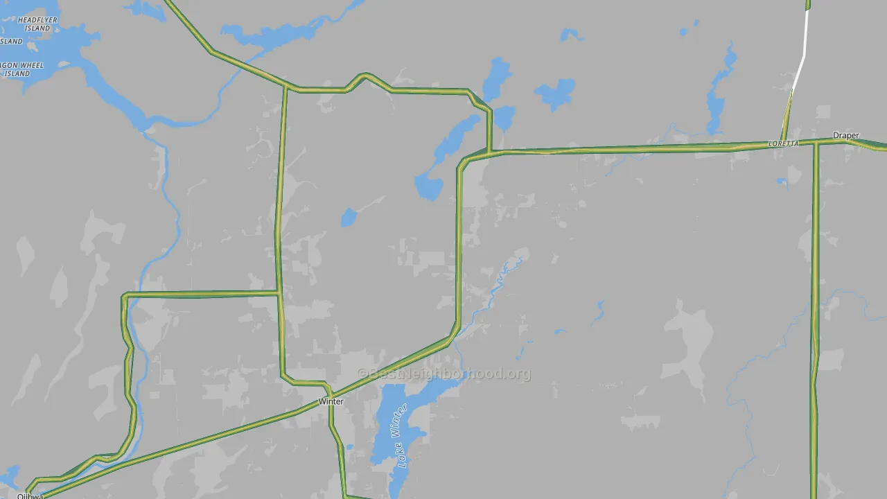 Winter, WI Map of Noise Levels in Winter