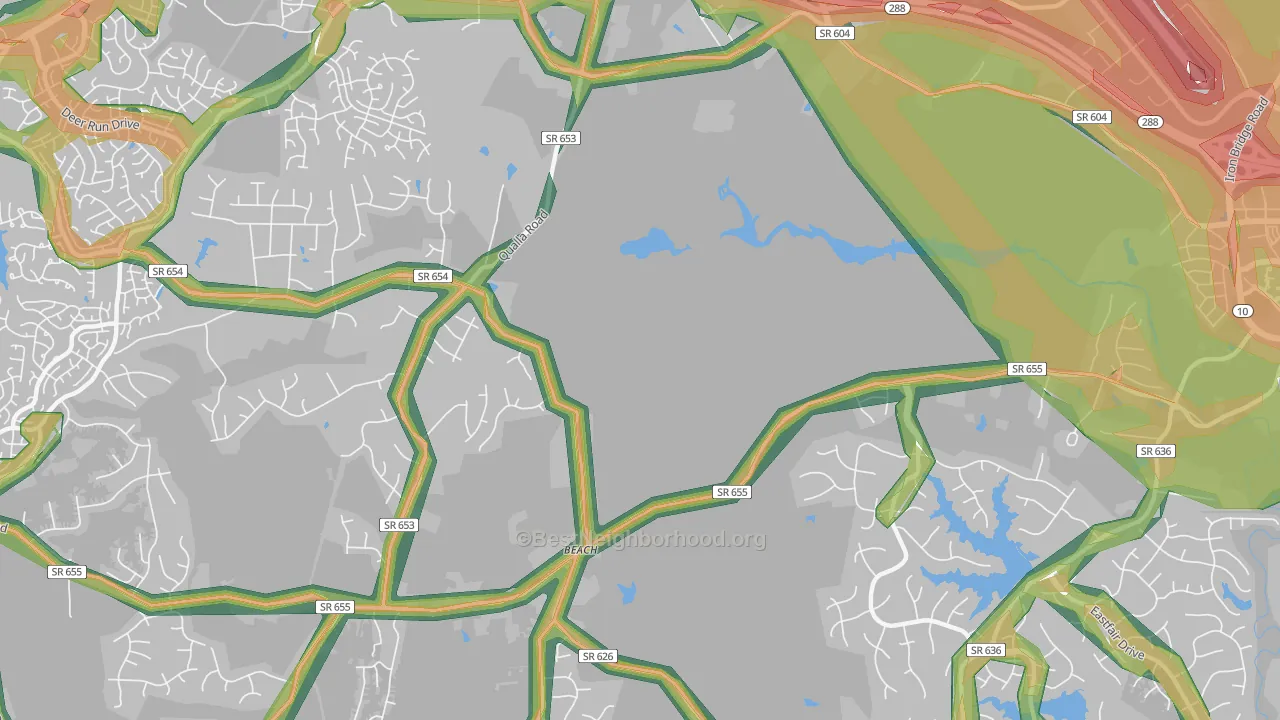 Winterpock, VA Map of Noise Levels in Winterpock