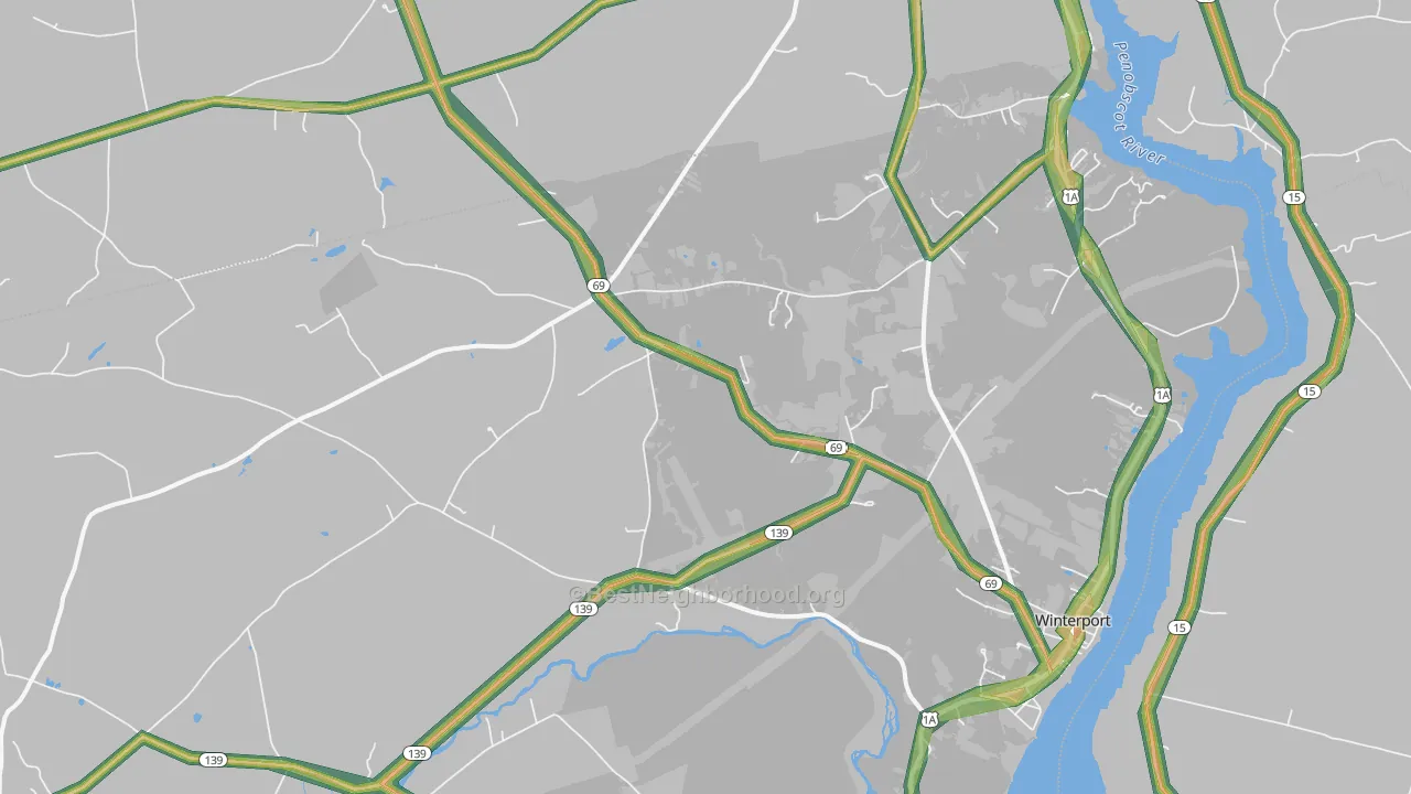Winterport, ME Map of Noise Levels in Winterport