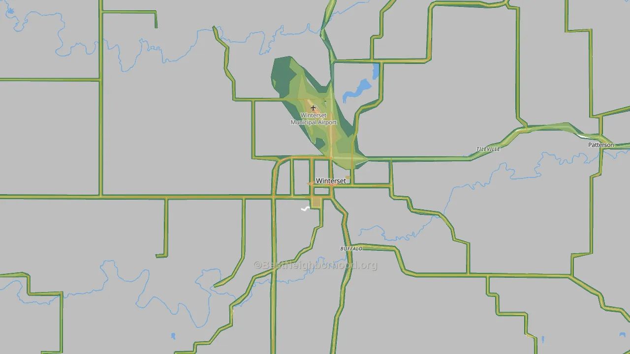 Winterset, IA Map of Noise Levels in Winterset