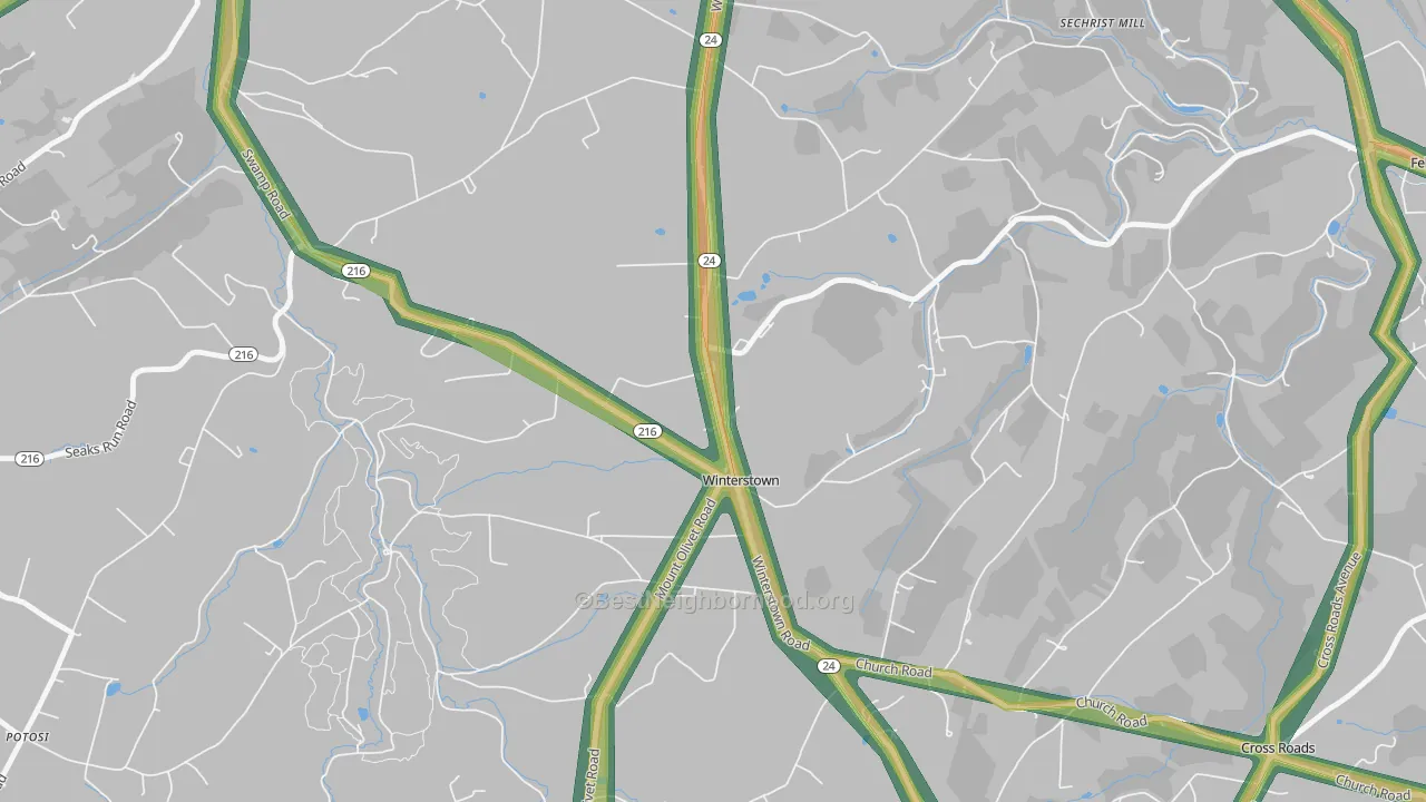 Winterstown, PA Map of Noise Levels in Winterstown