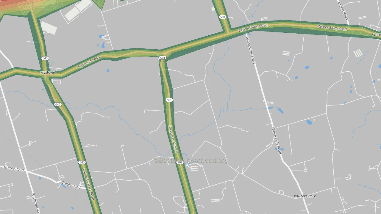 Wintersville, PA Map of Noise Levels in Wintersville