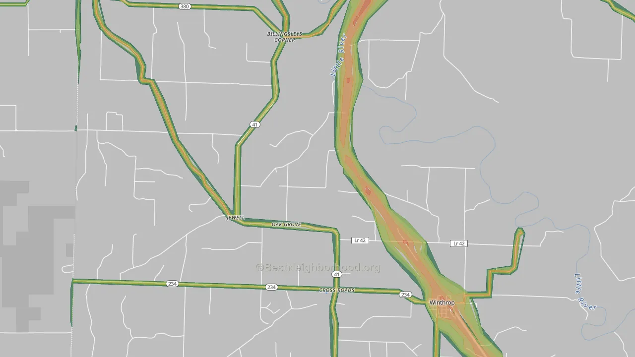 Winthrop, AR Map of Noise Levels in Winthrop