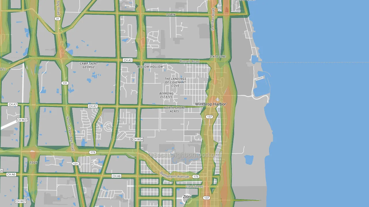 Winthrop Harbor, IL Map of Noise Levels in Winthrop Harbor