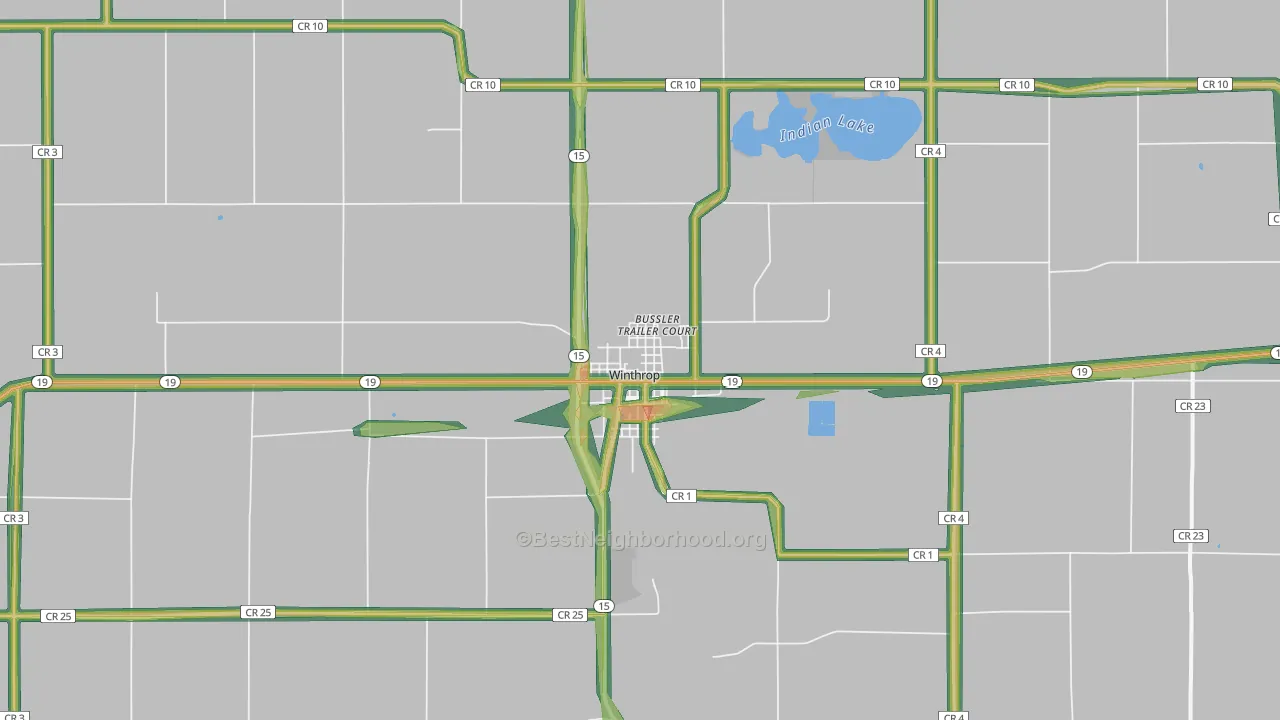 Winthrop, MN Map of Noise Levels in Winthrop